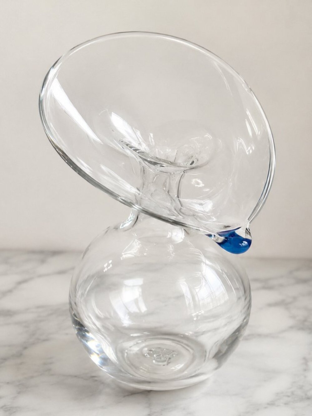 Hans Godo Frabel Authentic Sculptural Glass Tear Drop Vase 1990 Signed Vintage